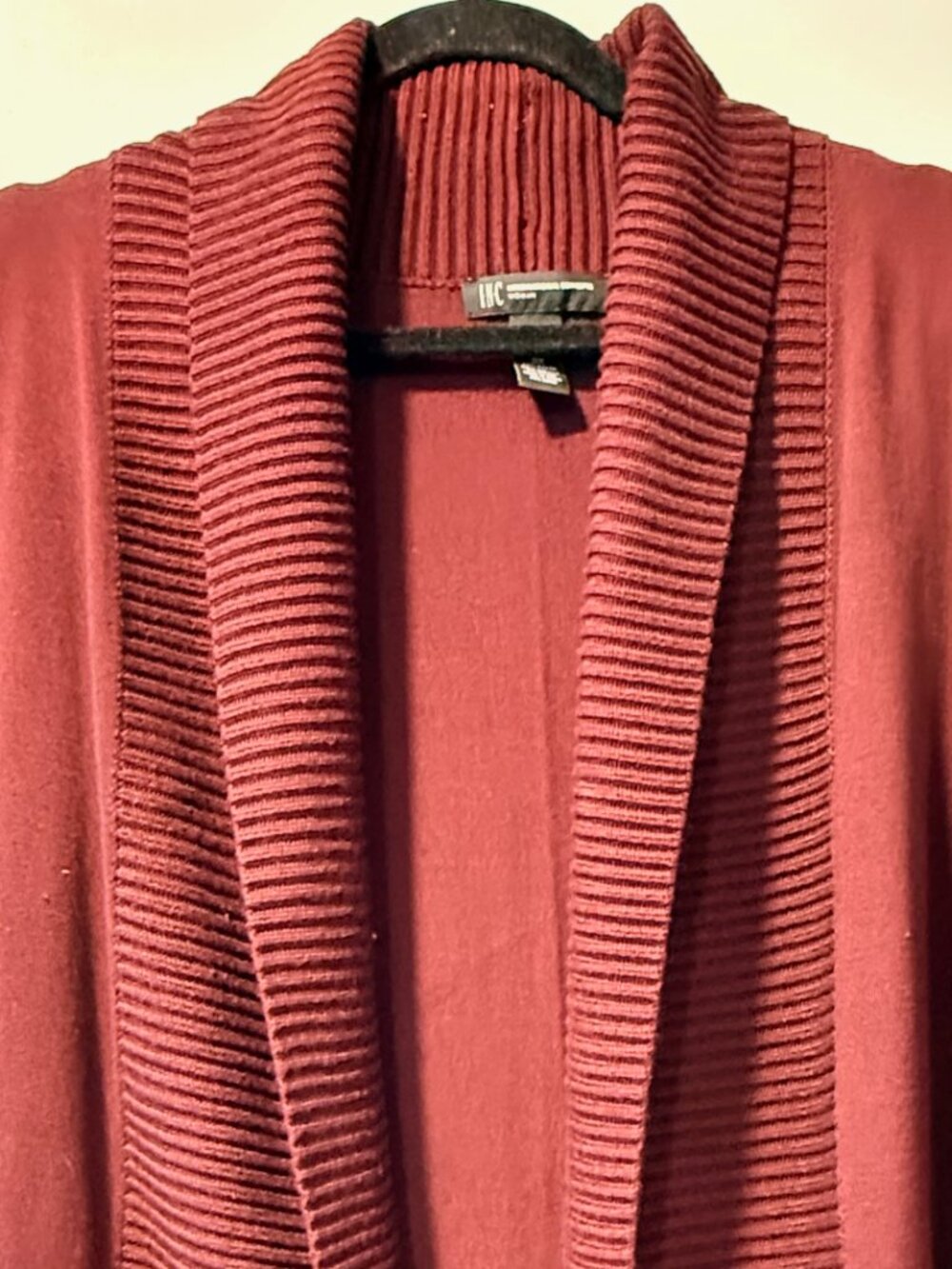 INC International Concepts Burgundy Open Front Cardigan Sweater - Picture 2 of 3